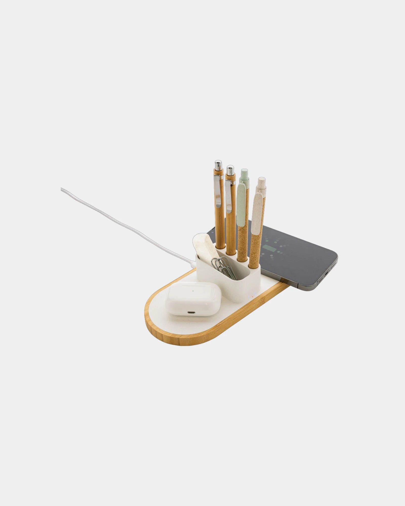 Cargador inalámbrico reciclado bambú para personalizar - 1